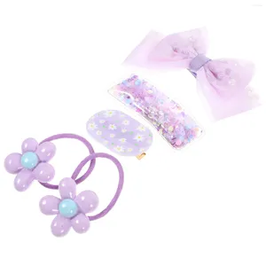 Bandanas Kids Suit Case Candy Color Hair Accessories Set Girl Heart 1.5X6.4X8CM Purple Child