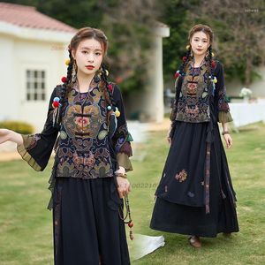 Ubranie etniczne 2023 National Flower Hafdery Tang Komitan Chińskie tradycyjne harajuku patchwork vintage żeńska swobodna kamizelka