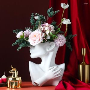 Vases Aesthetic Ceramic Nordic Minimalist Ikebana Luxury White Dried Flowers Vase Ceramique Decoration Living Room YY50HP