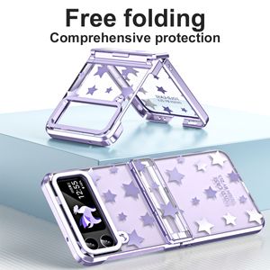 Star Clear Cases For Samsung Galaxy Z Flip 4 3 Flip3 5G Case Transparent Hinge Protection Cover