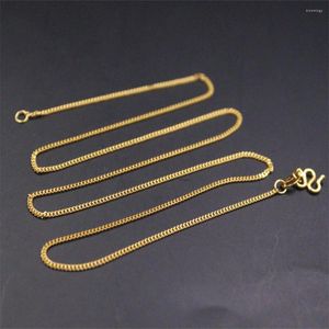 Chains Pure 999 24K Yellow Gold Chain Men Women Curb Link Necklace