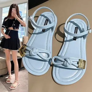 Platta romerska sandaler Barnstil Summer 2023 LACE-UP-plattform Bottom High Heels Fashion Sandals gravida kvinnor skor