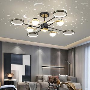 Lampadari LED Lampadario a proiezione di stelle di lusso nordico Illuminazione per soggiorno Sala da pranzo Camera da letto Appartamento Lampade decorative per la casa creative