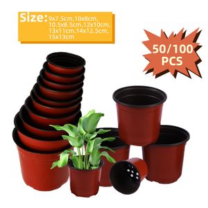 Vases 7 Size Plastic Nursery Flowers Pots Nutrition Grow Bowl Seedling Tray for Garden Desktop Potted Transplant Container Box 230603