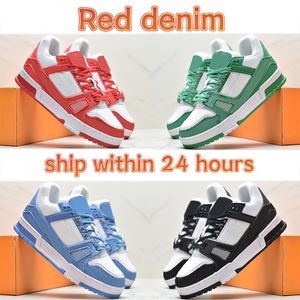 Top 2023 Herren Laufschuhe Gelb Grün Schwarz Rot Denim Herren Schuh Logo Geprägt Designer Trainer Damen Sneaker Himmelblau Dreifach Weiß Rosa Grau Damen Trainer Sneakers