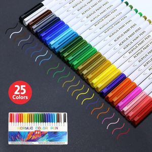 Markery 21/25 Kolor stałe długopisy farby akrylowej do tkaniny Canvas Art Rock Card Making Metal and Ceramics Glass 230605
