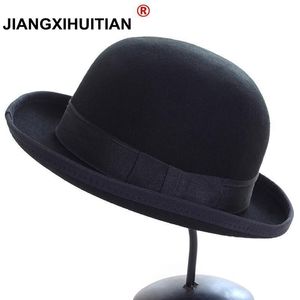 Cimri ağzı şapkanın casquette moda bowlingler şapkası gerçek yün şapkalar chapeu feminino kemik kapağı fedora şapkası 230605