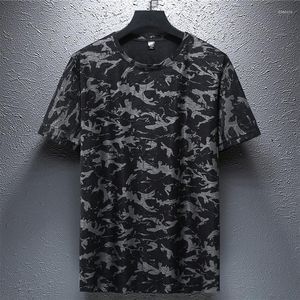 Men's T Shirts 2023 Plus Size 90-165KG Men Camouflage Print T-Shirts Summer Short Sleeve Loose Tees Thin Fashion Streetwear Gray Black Tops