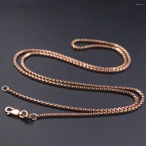 Ketten Echte 18 Karat Roségold Kette für Frauen Weiblich 1,5 mmW Quadratische Box Halskette 20''L Geschenk Schmuck Au750