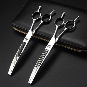 Verktyg Professional Japan 440C 7 '' Exklusiv husdjurshund Grooming Curved Hair Scissors Haircut Barber Thinning Shears Frisörsax