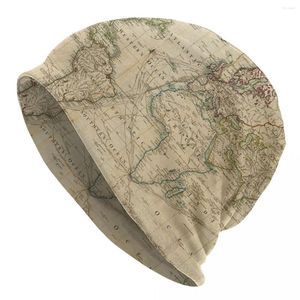 Berretti Vintage Map Of The World 1800 Berretti da uomo Cappello per uomo Autunno Bobble Berretto invernale Uomo Berretti Donna