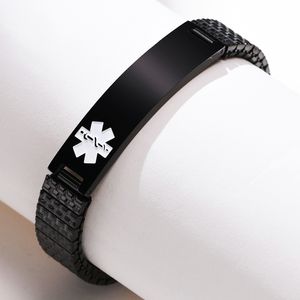 Pulseira masculina vintage de relógio de aço inoxidável em forma de cinto com elos em forma de corrente pulseira elástica com marcações médicas pulseira pulseira joias para homens 12 mm yw107BR-263
