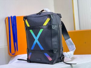 Topp lyxig ryggsäck mjuk stam axel ryggsäckar mode regnbåge x fyrkantig design taiga läder bagagepåsar resväskor 26*37*14 cm