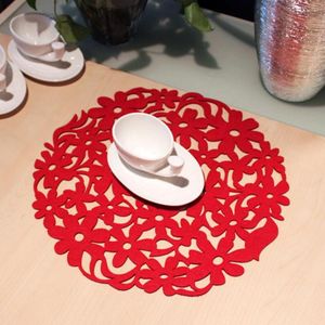 Esteiras de mesa jogo americano talheres almofadas louça tapete redondo para corte a laser design de flores feltro cozinha jantar 30x30cm