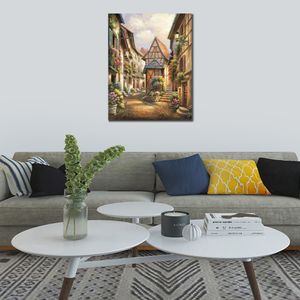 Handmade Contemporary Seascape Wall Art Village Court Sung Kim Canvas Painting Landscape Artwork Bagno Decor