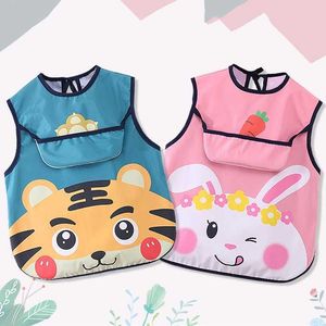 Bibs Burp Cloths Sleeveless suitable for young children waterproof long sleeved artistic smoke feeding bib apron 0-6 year direct shipping G220605