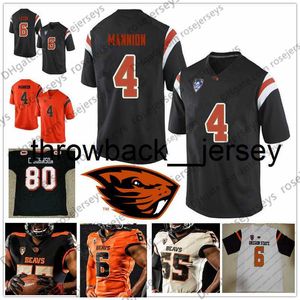 thr NCAA Oregon State Beavers # 80 Chad Johnson 85 Ochocinco 4 Sean Mannion 7 Brandin Cooks Maglia da calcio in pensione nera bianca arancione Ocho Cinco