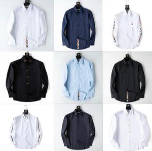 PARKLEES Outono xadrez patchwork camisas formais para homens fino manga longa branco camisa de botão vestido camisas de escritório de negócios