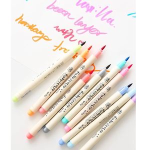 Marcadores 10 pçs Pincel macio Canetas marcadoras coloridas Conjunto para desenho Letras Caligrafia Tinta Artigos de papelaria Escola Casa Faça você mesmo Materiais de arte A6805 230605