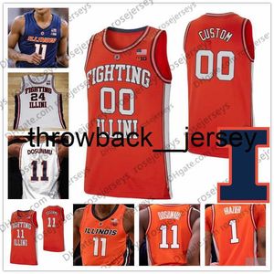 Thr Özel Illinois Fighting Illini 2020 Basketbol 21 Kofi Cockburn 11 Ayo DoSunmu 10 Andres Feliz 1 Trent Frazier Erkekler Gençlik Çocuk Formaları S-4XL