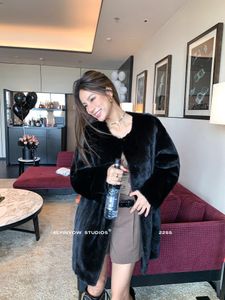 Fur Hdhohr 2023 New Real Mink Fur Coat Women Fashion High Grade Whole Fur Women Coat Winter Fack Ware Real Mink Fur Jackets Femal