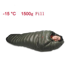Спальные мешки Зимний пуховый спальный мешок для холодной температуры Зимний спальный мешок для кемпинга Двойной -15°C 230605