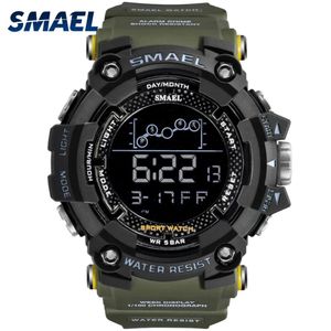 Мужчины смотрят военный водостойкий Smael Sport Watch Army привел в качестве цифровых секундомеров для мужчин 1802 Relogio Masculino Watches214y