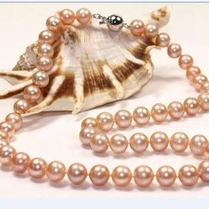 Chains Hand Knotted Necklace 8-9mm Pink Multicolour Gray Round Freshwater Pearl 45cm Women Fashion Jewelry