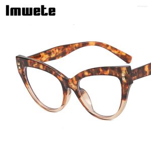 Sunglasses Frames Imwete Fashion Cat Eye Anti Blue Light Glasses Frame Women Retro Leopard Stitching Color Eyeglasses Comfortable Flat Mirr