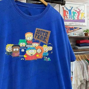 남자 티셔츠 대형 S-South Park T 셔츠 남성 고품질 블루 탑 티 만화 인쇄 매일 캐주얼 한 느슨한 3xL 티셔츠 T230605