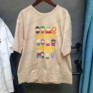 T-shirt da uomo 2023 New S-South Park T-shirt in cotone Moda Cartoon Stampa manica corta Coppia Top Tee Abbigliamento uomo di alta qualità T230605