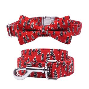 Collars Christmas trees Dog Collar Bow Tie , Metal Buckle Big and Small Dog&Cat Collar Pet Accessories