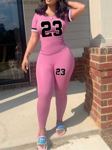 Women's Tracksuits LW Plus Size Women Two Piece Tracksuits 23 Digital Print Skinny Pants Set short Sleeve Sweatshirt +Skinny Pants Set Women Track T230605