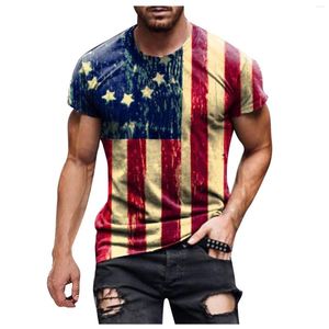 メンズカジュアルシャツMEN'S MENS AMERICAN FLAG TシャツTEE半袖トレーニングマッスルとブラウスの衣類