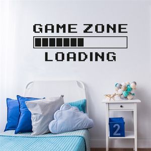 Sala de jogos Decoração da casa Computador Video Game Zone Loading Decal Wall Quote Mural Gamer Sign Adesivo de parede de vinil Decoração da sala de jogos