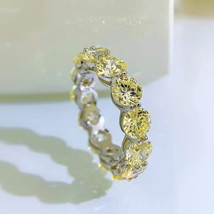 Eternity 5mm Topas Diamant Ring 100% echtes 925 Sterling Silber Party Ehering Ringe für Frauen Tennis Verlobung Schmuck Geschenk