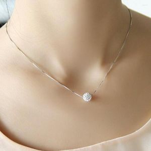 Naszyjniki wiszące Sprzedaj prosty design jeden kryształowy srebrny kolor damski krótki łańcuch antyalergiczny kropla