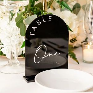 Outros artigos para festas de eventos, acrílico preto, números de mesa em arco, sinalização de casamento, decoração, papelaria, recepção 230603