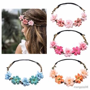 Outros noiva flor hairband corda casamento floral headband guirlanda menina grinalda acessórios para o cabelo festa cosplay headpiece