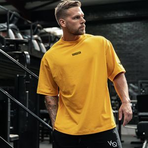 Men's T-Shirts GYMYSHS Men T-shirts Gym Sports Casual Cotton Round Neck T-Shirt Fashion Men Clothing Half Sleeve Hip Hop Style Short Sleeve 230606