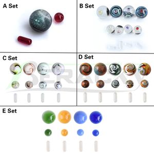 Beracky 5 Stile Glas-Rauch-Terp-Slurper-Perlen-Set mit Rubin-Quarz-Pillenmurmeln-Sets für Slurper-Banger-Nägel, Wasserbongs, Dab-Rigs