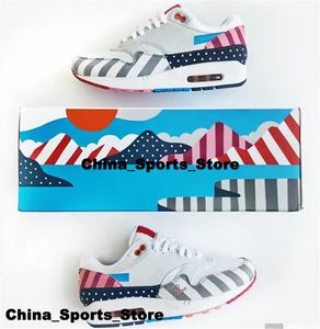 Parra Airmax1 87 Rozmiar 12 AIR ONE MENS MAX Designer Sneakers Buty at3057-100 Białe trenerzy US 12 1 EUR 46 Casual Women US12 Running Multi Color Ladies Schuhe Scarpe