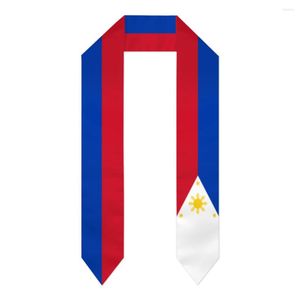 Cachecóis Faixa de Formatura Cachecol Bandeira das Filipinas Xaile Estola Azul Safira Com Listras Estrelas Vestido de Bacharel Acessório Fita 180 14cm