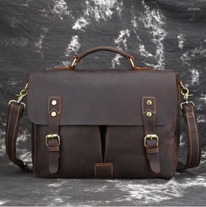 Briefcases Men Formal Business Briefcase Shoulder Bag Leather Casual Messenger BagGenuine Male Female Crossbody Computer