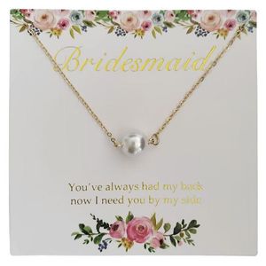 Party Favor Bridesmaid Gift Pearl Necklace With Letter Foil Stamping Card Bride To Be Bridal Shower Wedding Souvenir For