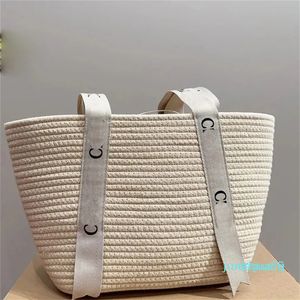 Saman dokuma çantası yaz tatil plaj çantaları odunsu çanta moda mektup saman tığ işi çanta büyük