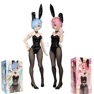 Actionspielzeug Abbildungen 29cm Re Zero Startleben in einer anderen Welt Anime Figur Ram Rem Bunny Ver sexy Mädchen Model Doll Toys 230605