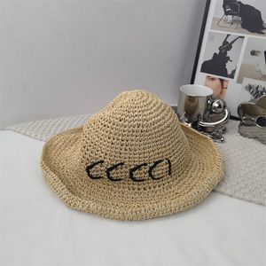 Designer Grass Braid Beach Hat Women Straw Hats Fashion Letters Summer Bucket Hat Foldable Good Quality Fashion Cap Men