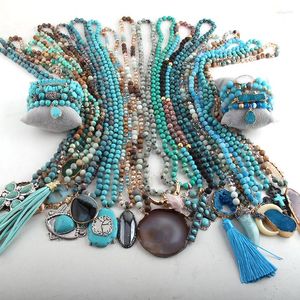 Colares com Pingente MD Atacado 20pc Azul Mix Cor Colar / Conjunto de Pulseira Moda Boho Jóias Para Mulheres Presente Boêmio