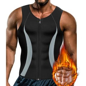 Men's Body Shapers Men Slimming Body Shaper Zipper Black Chest Compression Shirt Gynecomastia Moobs Undershirt Workout Waist Trainer Sweat Vest 230606